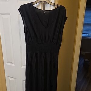 Express Black Maxi Dress with Smocked Waistband